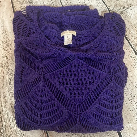 Women’s Chico’s sheer purple sweater 0 (size small) - Picture 2 of 4